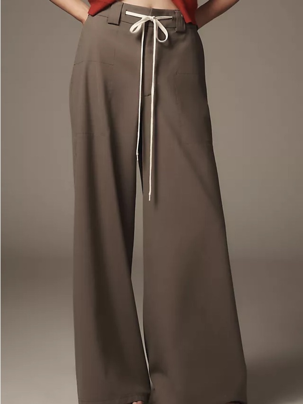 Closed Grey Wide Leg Drawstring Trousers Sz 27 NWOT